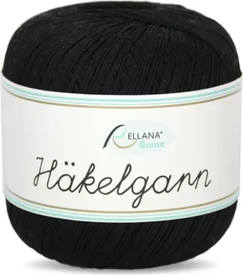 Produktbild von Rellana Häkelgarn, Filethäkelgarn, 50 gr/283m, 100 % Baumwolle schwarz (02)