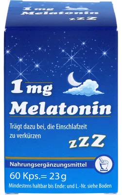 Produktbild von Pharma Peter Melatonin 1 mg Kapseln trägt dazu bei, die Einschlafzeit zu verkürzen, 60 St. Kapseln