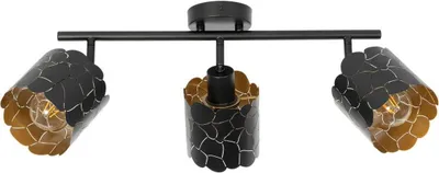 Produktbild von Lindby Deckenleuchte Aralena, schwarz/gold, 3-flg.,Länge70cm