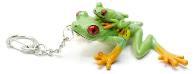 Produktbild von Rotaugenlaubfrosch mit Baby Schlüsselanhänger Miniblings Anhänger Frosch grün