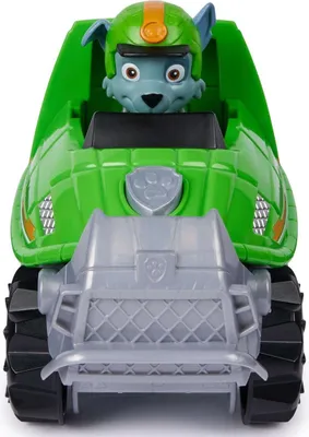 Produktbild von PAW Patrol Jungle Pups – Schnappschildkröten-Fahrzeug mit Rocky-Figur (Basis Fahrzeug), Müllwagen, PAW Patrol, 3 Jahr(e), Kunststoff, Grün, Grau