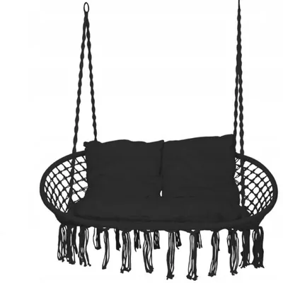 Produktbild von QLS Hängesessel bis 300kg Indoor Outdoor Hängeschaukel für 2 Personen schwarz 11303