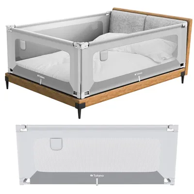 Obrázek produktu pro Tulano Cover 48 Grey-White| Zábrana na postel 180 cm, skládací matrace ve výšce 10-28 cm | 18 nastavitelných výšek Boční kapsa