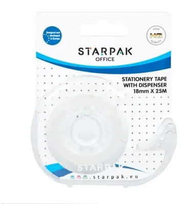 Zdjęcie produktu dla Taśma samoprzylepna 18mmx25m z gilotynką - STARPAK