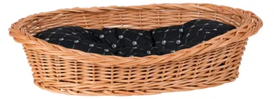 Produktbild von Enovia Weidenkorb für Hund und Katze mit schwarzem Kissen TheWickerStories