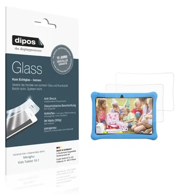 Produktbild von 2x Schutzfolie für Menghu Kids Tablet 10.1 matt - Anti-Shock 9H Folie dipos Glass Kunststoffglas