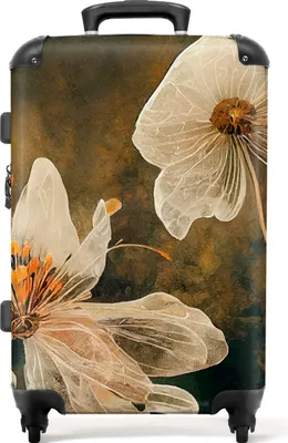 Produktbild von NoBoringSuitcases.com® Großer Koffer - Blumen - Pflanzen - Natur - Illustration - Kombinationsschloss TSA - Hartschalen Trolley 4 Rollen - 72 liter - Reisekoffer - 66 cmKoffer Mittelgroß 67x43x25 cm, 72L,