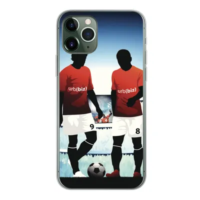 Produktbild von MuchoWow® Handyhülle Schutzhülle Hülle für iPhone 11 Pro Eine Illustration von zwei Fußballspielern in einem Stadion - Jungen - Mädchen - Kinder Silikon Softcase Handy Hülle - Handy
