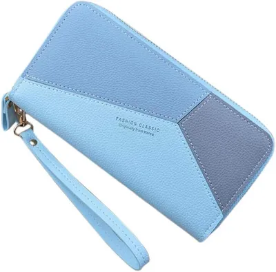 Immagine prodotto di Oyccen doppia zip lungo portafoglio donne borsa grande capacità porta carte cellulare caso braccialetto, blu, casual, casual