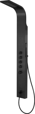 Produktbild von BADLAND Duschpaneel Thermostatisch Edelstahl SAMSARA Massage Wasserfall mit Kopfbrause und Auslauf in Schwarz