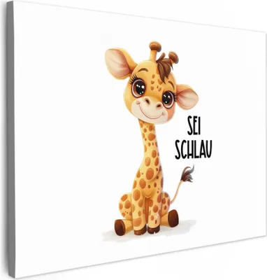 Produktbild von MuchoWow® - Leinwandbilder - Giraffe - Sei schlau - Zitat - Tier, Wandbild, Wanddeko Bilder Wohnzimmer, 70x50 cm
