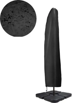 Productafbeelding van Kantelparasol - Gemaakt van 420D Oxford-stof - Waterdicht - UV-bestendig - Met rits en opbergtas - 265 x 40/50/70 cm - Zwart