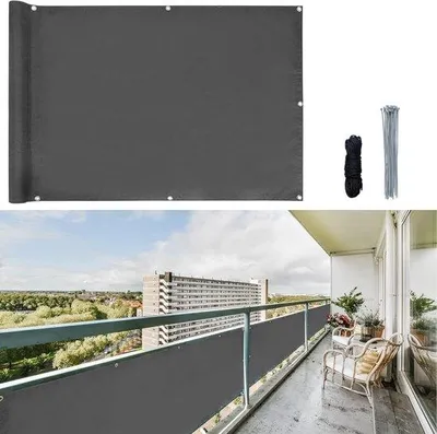 Obrázok produktu pre Uniqoos® – Ochranná clona na balkón – ochrana pred vetrom a slnkom, UV 30+, 75 x 300 cm, 160 g/m², antracitová farba