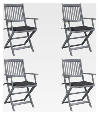 Produktbild von Klappbare Gartenstühle 4 Stück mit Sitzkissen aus Akazienholz