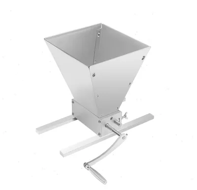 Immagine prodotto di Mulino per cereali - Mulino manuale a manovella - Capacità 4 l - Granulometria fino a 0,2 mm - Per grano, mais, caffè - Capacità della tramoggia 4,99 kg - Argento