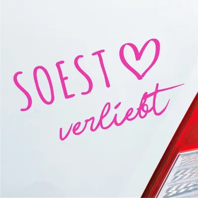 Produktbild von Auto Aufkleber Hansestadt Soest verliebt Herz Stadt Heimat Liebe Car 19x9 cm Pink Sticker Heckscheibenaufkleber
