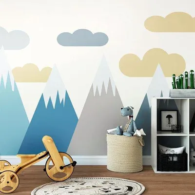 Productafbeelding van Muurstickers voor kinderen 40 x 60 cm - Scandinavische bergen - decoratie babykamer - eenvoudig aan te brengen - m-winkel