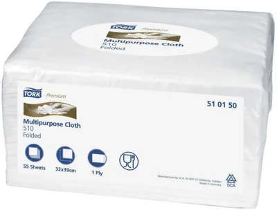 Image de TORK 510150 TORK trockene Reinigungstücher Premium W8 1-lagig weiß, 440 Tücher