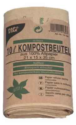 Produktbild von 200x Kompostbeutel aus Papier 10L 35 cm x 21 cm x 15 cm braun