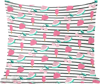 Produktbild von MuchoWow® Zierkissen Sofakissen Wohnzimmer Dekokissen 45x45 cm Obst - Rosa - Muster - Schlafpolster - Polster für das Sofa