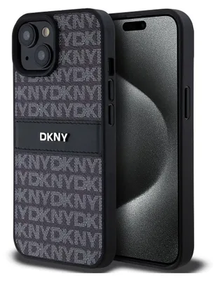 Obrázek produktu pro Etui Dkny Leather Mono Stripe & Metal Logo Na Iphone 15 / 14 / 13 - Černé
