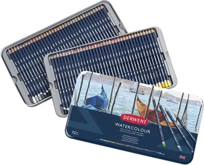 Image de Crayons de couleur DERWENT Watercolour, 72pcs dans une boîte en métal