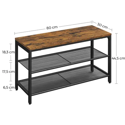 Image de VASAGLE banc à chaussures, banquette, 80 x 30 x 44,5 cm, marron