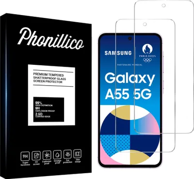 Image de Verre trempé pour Samsung Galaxy A55 5G [2 pièces] Film de protection d'écran anti-rayures verre résistant Phonillico®