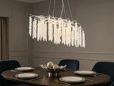 Produktbild von Großer LED Kronleuchter mit Glas Kristall, ausgefallene Esstischlampe hängend