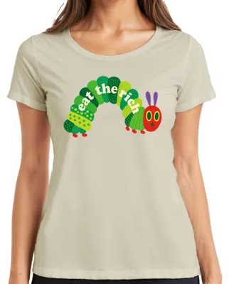 Immagine prodotto di Maglietta da donna con scritta "Eat The Rich Raupe Hungrig Nimmersatt Parodie Statement Sarkasmus", colore naturale, taglia M