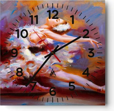 Produktbild von Wanduhr - Quadrat - Glasuhr - Balletttänzer tanzen - 30x30cm - Schleichendes Uhrwerk - Lautlos - zum Aufhängen bereit - Dekoration Modern - Wanddekoration aus Glas - C4AC30x30-3463