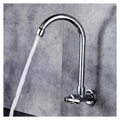 Imagen del producto de Grifo de cocina extensible, grifo de agua fría de montaje en pared con caño giratorio