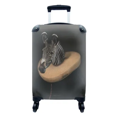 Produktbild von MuchoWow® Koffer Handgepäck Trolley Rollkoffer Kleine Reisekoffer mit 4 Rollen - Zebra - Alte Meister - Kunst - Cabin Size < 55x40x23 cm & 55x40x20 cm - Fotokoffer - Kabinenkoffer - Boardgepäck - Reise-Box - Reisekoffer - Reisegepäck - Koffer mit Bild - Trolley für Kinder