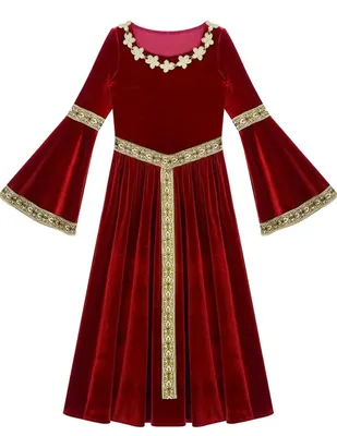 Produktbild von Mädchen Renaissance Prinzessin Kleid - Samt Maxikleid im Mittelalterlichen Stil (Gr. 164) - Perfekt für Halloween, Karneval & Kostümpartys