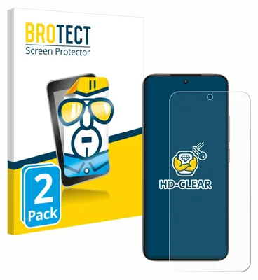 A product shot of a screen protector packaging and a phone with a screen protector applied.