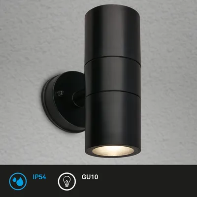 Obrázek produktu pro Nástěnné svítidlo Briloner LED, ochrana proti stříkající vodě a prachu, svítí nahoru a dolů, černé, rozměry: 16 x 7,5 x 11 cm