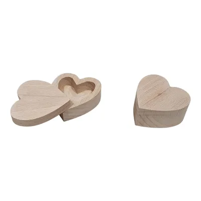 Image de Boîte à bijoux en bois de hêtre en forme de coeur
