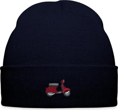 Produktbild von Spreadshirt Motorroller Stickerei Bestickte Wintermütze, One size, Navy