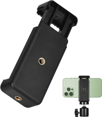 Imagen del producto de Soporte para teléfono móvil con trípode, abrazadera ajustable de 55-95 mm, rosca de 1/4 de pulgada, universal para trípodes
