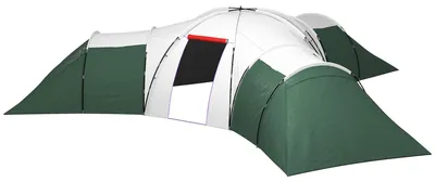 Produktbild von Campingzelt für 6-9 Personen, 4 Räume, Vorzelt, wasserdicht, 615x 615x225cm, Grün