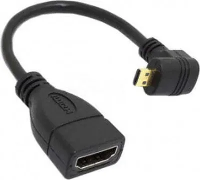 Produktbild von SYSTEM-S Micro HDMI aufwärts Winkel Winkelstecker 90° Gewinkelt zu HDMI Eingang Buchse Kabel 15 cm
