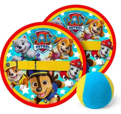 Produktbild von Fang- und Wurfspiel Set, Paw Patrol, 2 Schläger mit Klettverschluss, Ball, Fördert Motorik
