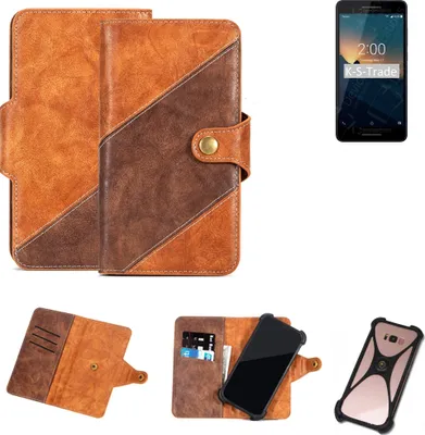 Produktbild von K-S-Trade Handy-Hülle Schutz-Hülle Bookstyle Case Wallet-Case kompatibel mit Nokia 2 V Handy Cover Bumper Kantenschutz Smartphone dunkelbraun braun