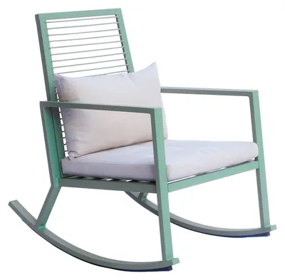 Immagine prodotto di Sedia a Dondolo da Giardino 65x91x89 cm con Cuscino in Alluminio Verde