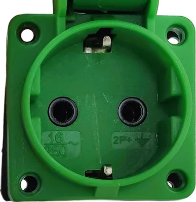 Immagine prodotto di Presa di corrente incorporata 230V 16A IP54 Presa di corrente a parete verde Sistema SCHUKO TpE 0589