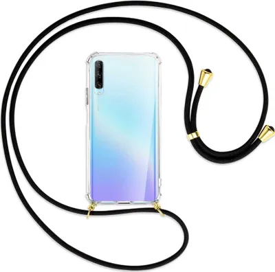 Produktbild von Handykette Backcover-Schutzhülle mit Band (Metall goldfarben) für Huawei P Smart Pro 2019 - schwarz