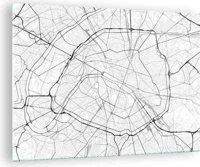 Produktbild von Bilder auf glas - Einteilig - Stadt Karte Paris - 70x50cm - Glasbilder - Wandbilder - Bilder - zum Aufhängen bereit - Wanddekoration aus Glas - Glas Bilder - Wandbild auf Glas - GAA70x50-4868