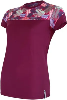 Productafbeelding van Triko Sensor Coolmax (Polyesterfasern) Impress, dames, korte mouwen, lila, print met veren, maat S, artikelnummer 21100023-00