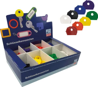 Produktbild von BASI - Schlüsselkennkappen - Standardfarben - rund - 1 VE = 200 Stück - 8-farbig sortiert - 8540-9000