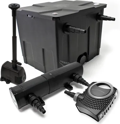 Produktbild von Wiltec Komplettset: CBF-350 Teichfilter bis 12000L Teichfilteranlage als Durchlauffilter, NEO10000 Teichpumpe 10000l/h 80W, CUV-236 Teichklärer UVC Klärer mit 36W, HJ-943 Springbrunnenpumpe 800l/h 16W